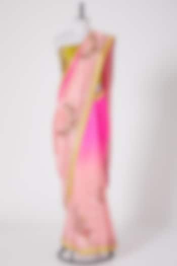 Light & Dark Pink Embroidered Saree Set by Swati Jain