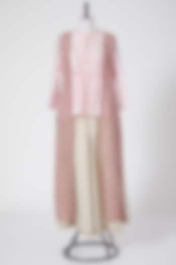 Pink & Cream Printed Pant Set by Swati Jain