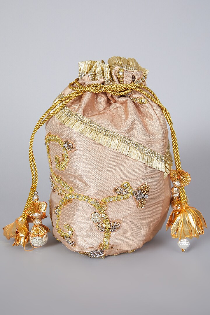Golden Tissue Potli Bag by Swati Jain