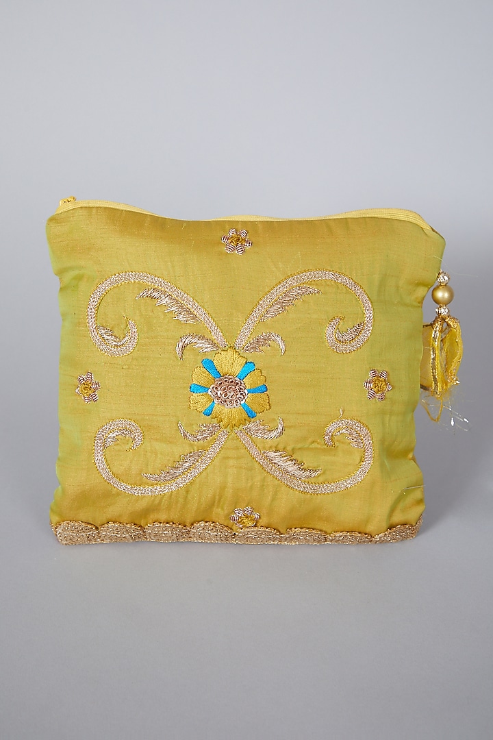 Yellow Embroidered Bag by Swati Jain