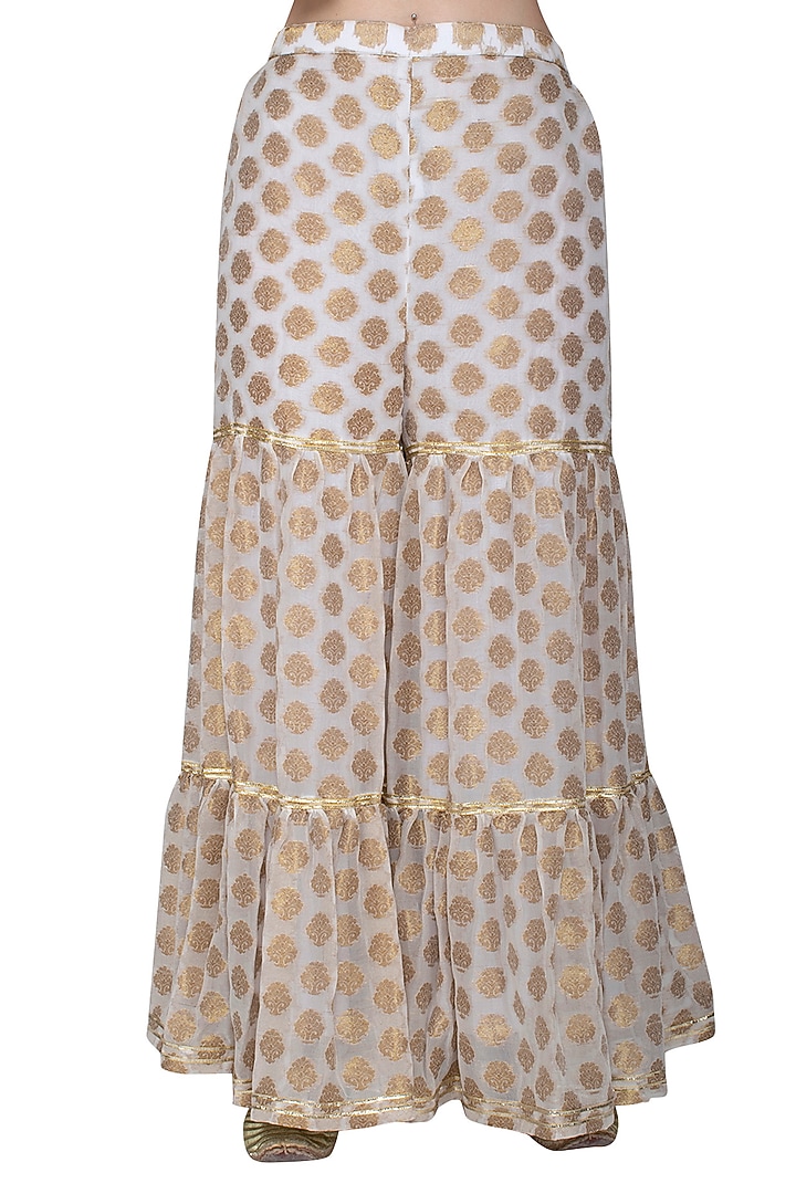 Off White Embroidered Party Wear Sharara Set by Swati Jain at Pernia's Pop Up Shop
