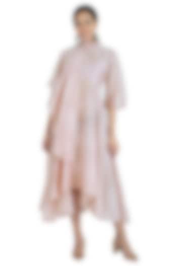 Pink Asymmetric Midi Dress by Swati Jain