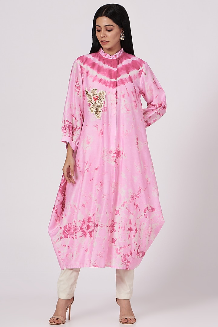 Pink Tie-Dye High-Low Tunic Set by Swati Jain