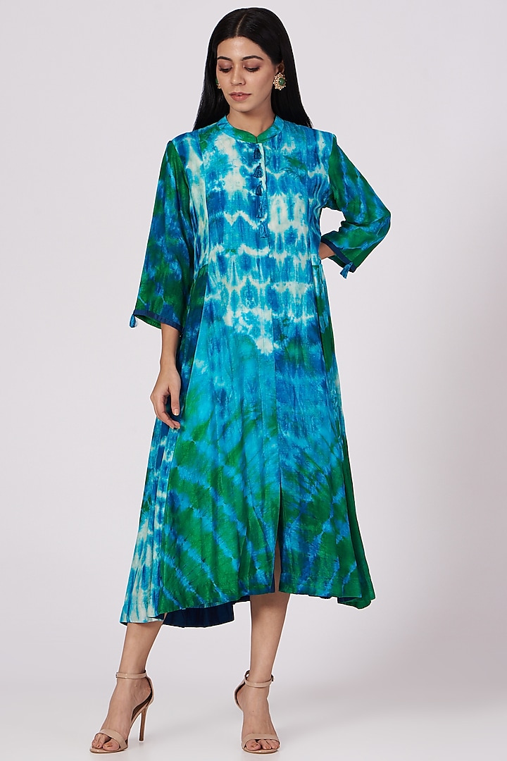 Cobalt Blue High-Low Dress by Swati Jain