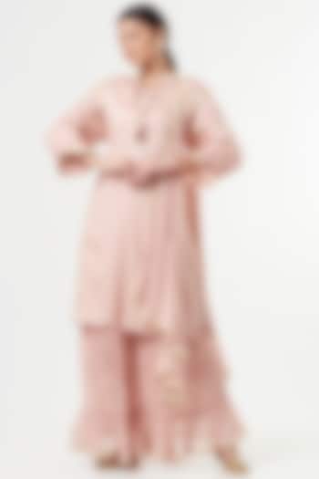 Blush Pink Mul Glace Cotton Sharara Set by Swati Jain