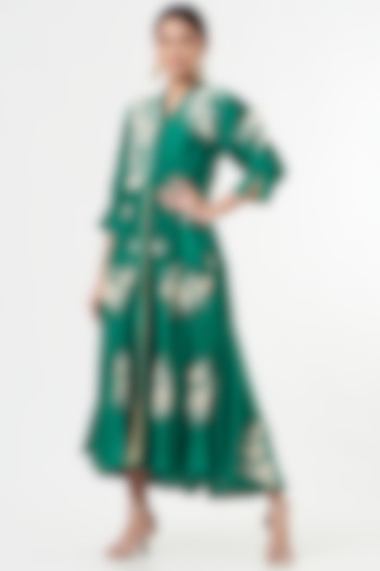 Green Chanderi Dress by Swati Jain