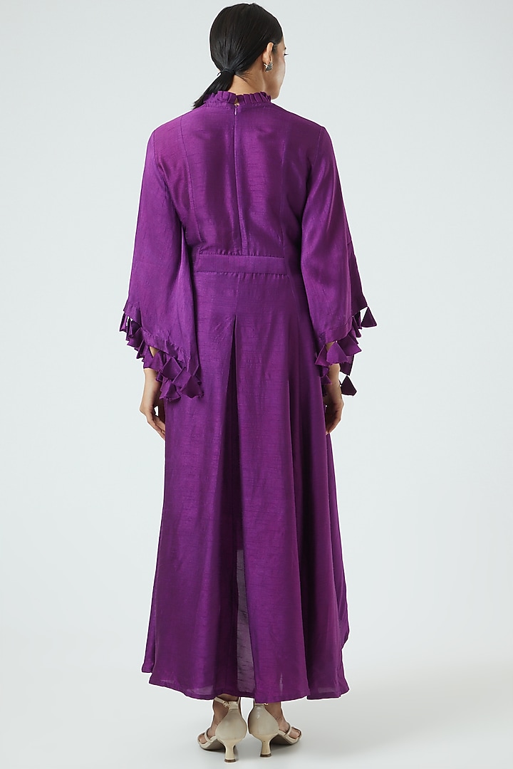 Purple Modal Dupion Flared Midi Summer Dress by Swati Jain at Pernia's Pop Up Shop