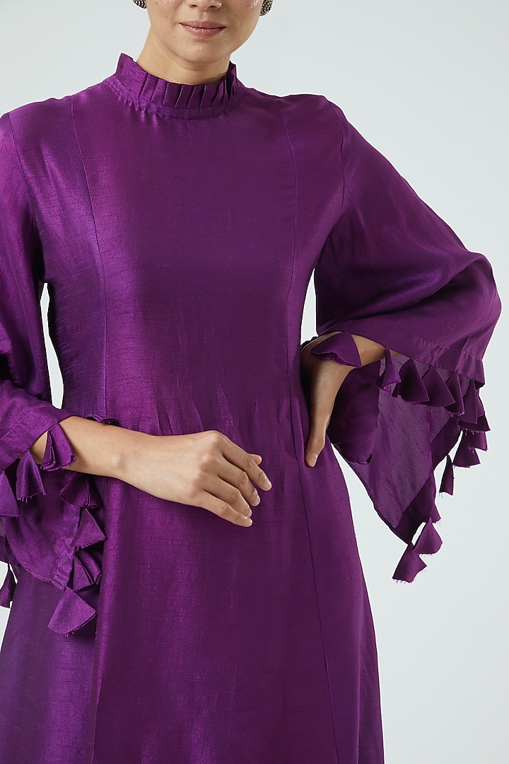Purple Modal Dupion Flared Midi Summer Dress by Swati Jain at Pernia's Pop Up Shop
