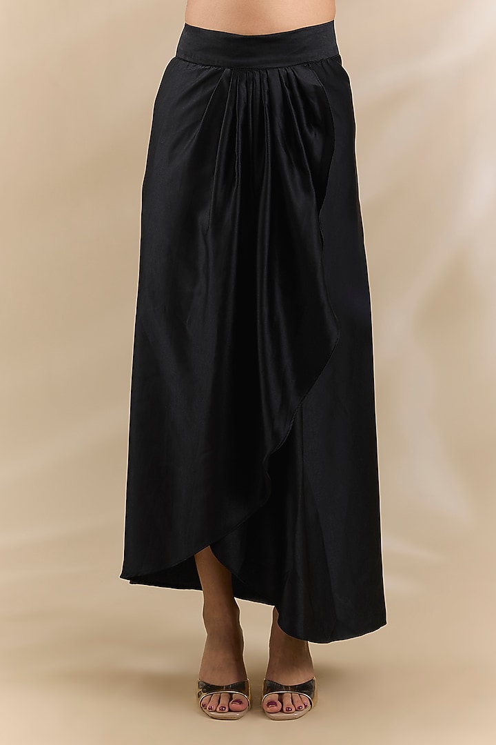 Black Satin Skirt Set by Swati Jain at Pernia's Pop Up Shop