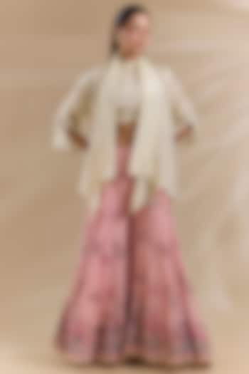 Ivory Tissue Cape Set by Swati Jain at Pernia's Pop Up Shop