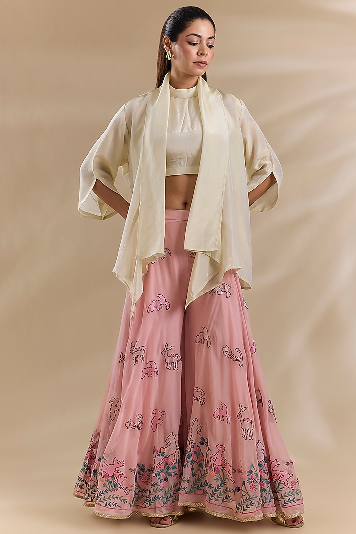 Ivory Tissue Cape Set by Swati Jain at Pernia's Pop Up Shop