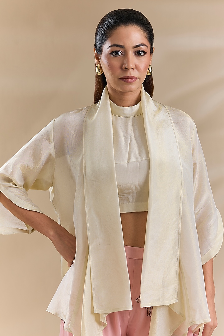 Ivory Tissue Cape Set by Swati Jain at Pernia's Pop Up Shop