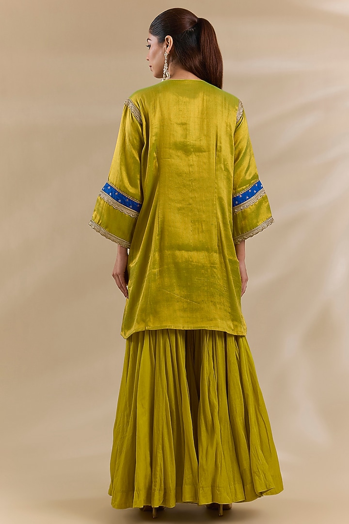 Green Tissue Organza Party Wear Sharara Set by Swati Jain at Pernia's Pop Up Shop