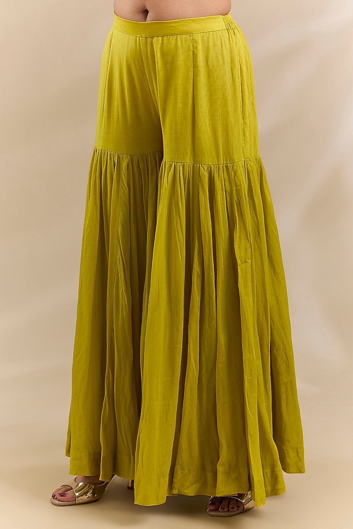Green Tissue Organza Party Wear Sharara Set by Swati Jain at Pernia's Pop Up Shop