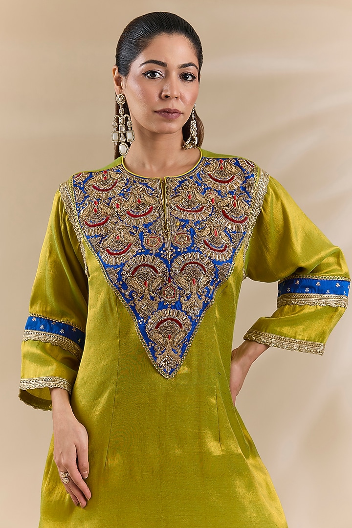 Green Tissue Organza Party Wear Sharara Set by Swati Jain at Pernia's Pop Up Shop