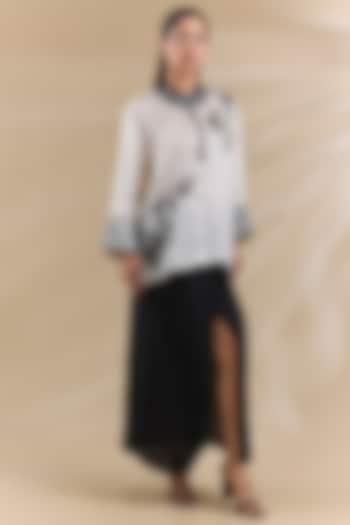 White Satin Skirt Set by Swati Jain at Pernia's Pop Up Shop