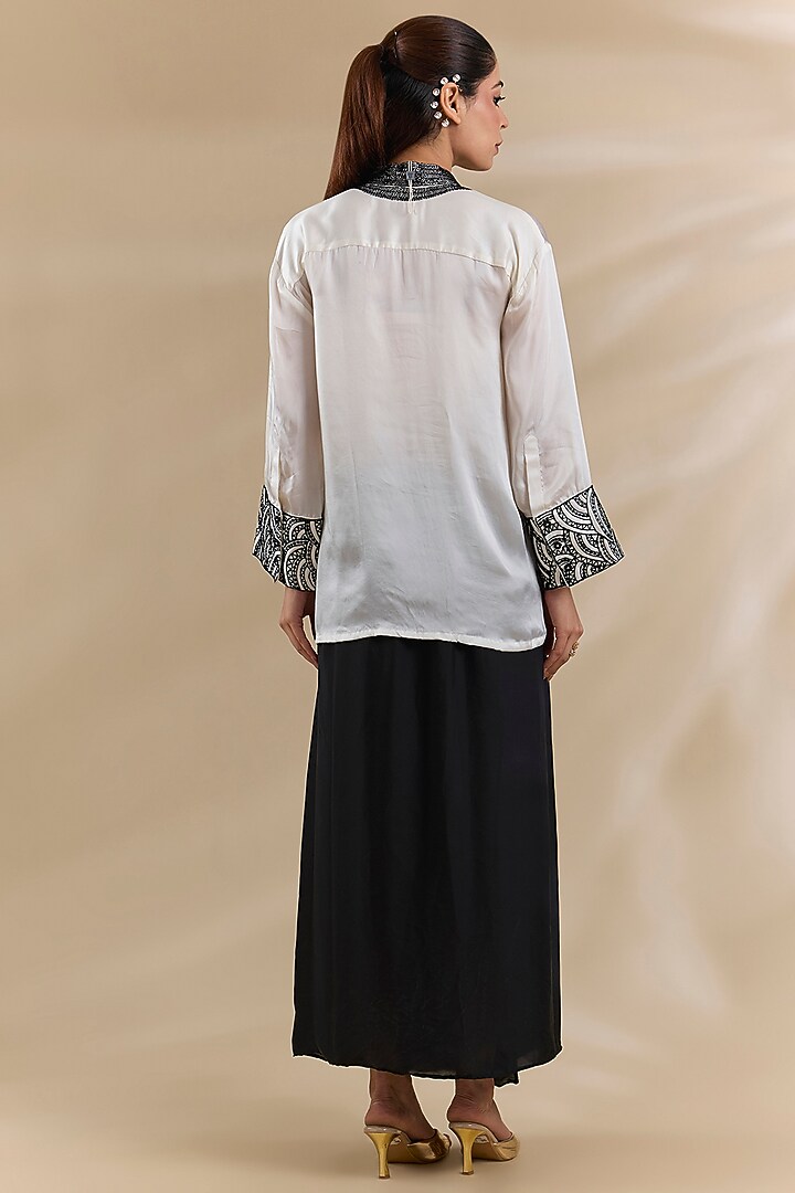White Satin Skirt Set by Swati Jain at Pernia's Pop Up Shop