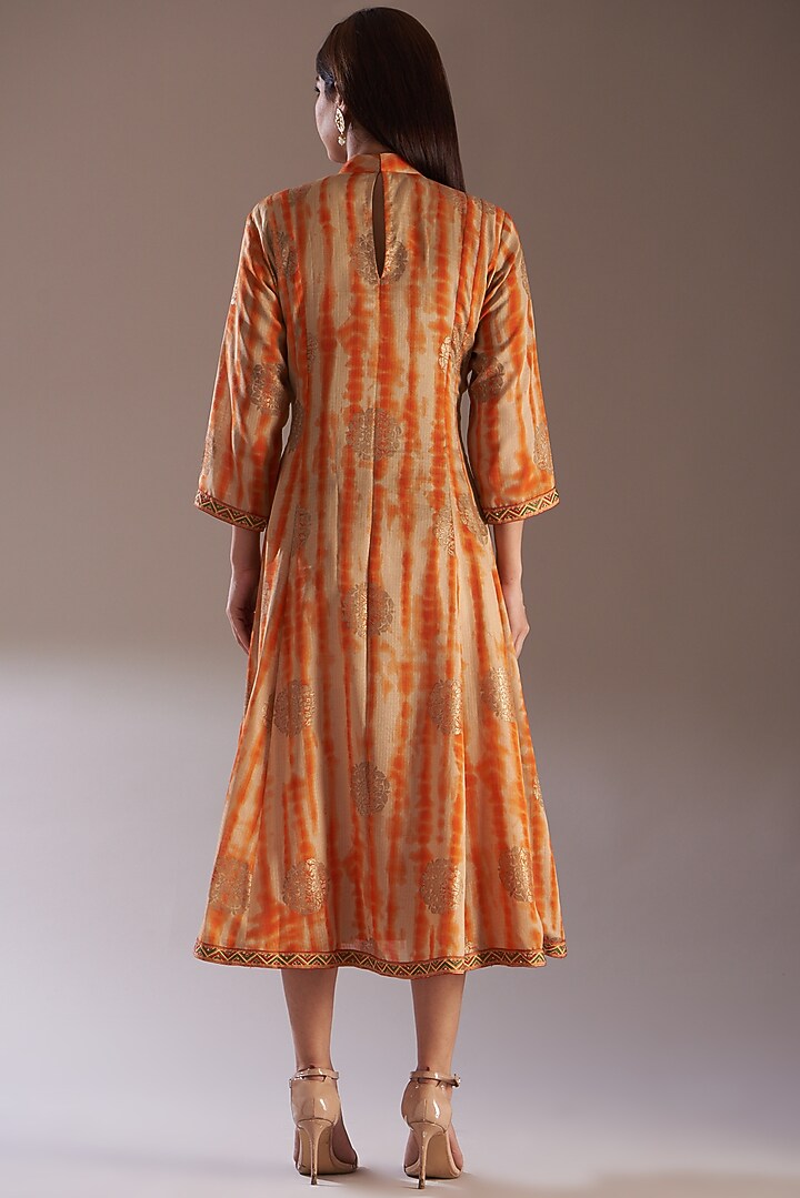 Orange Printed Midi Summer Dress by Swati Jain at Pernia's Pop Up Shop
