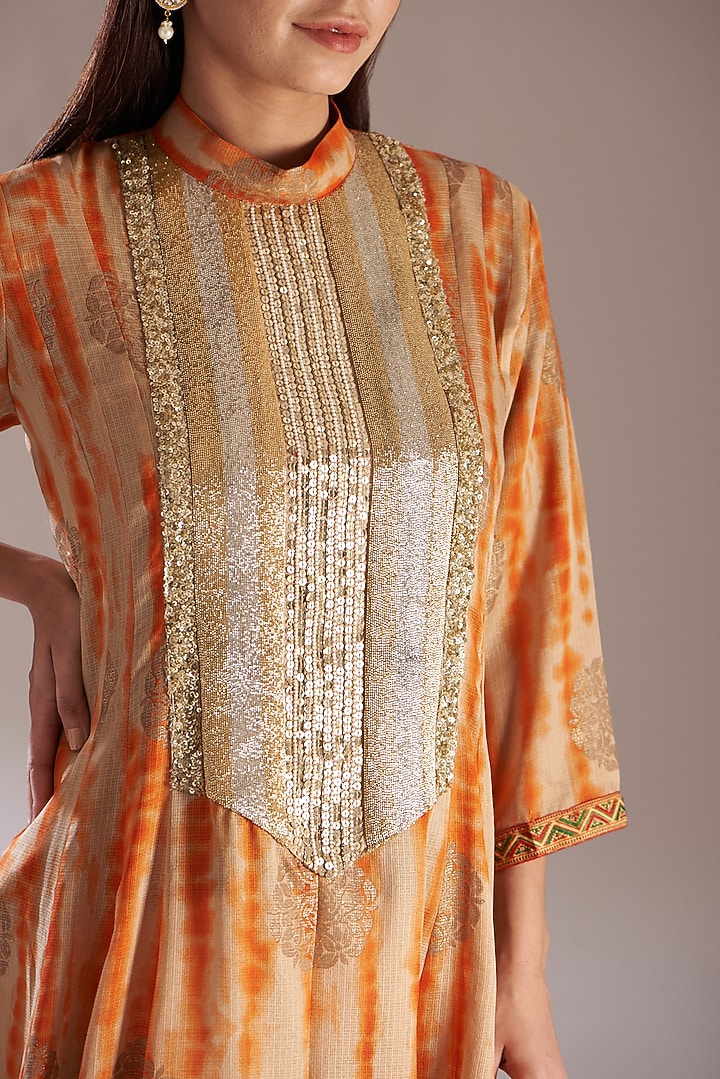 Orange Printed Midi Summer Dress by Swati Jain at Pernia's Pop Up Shop