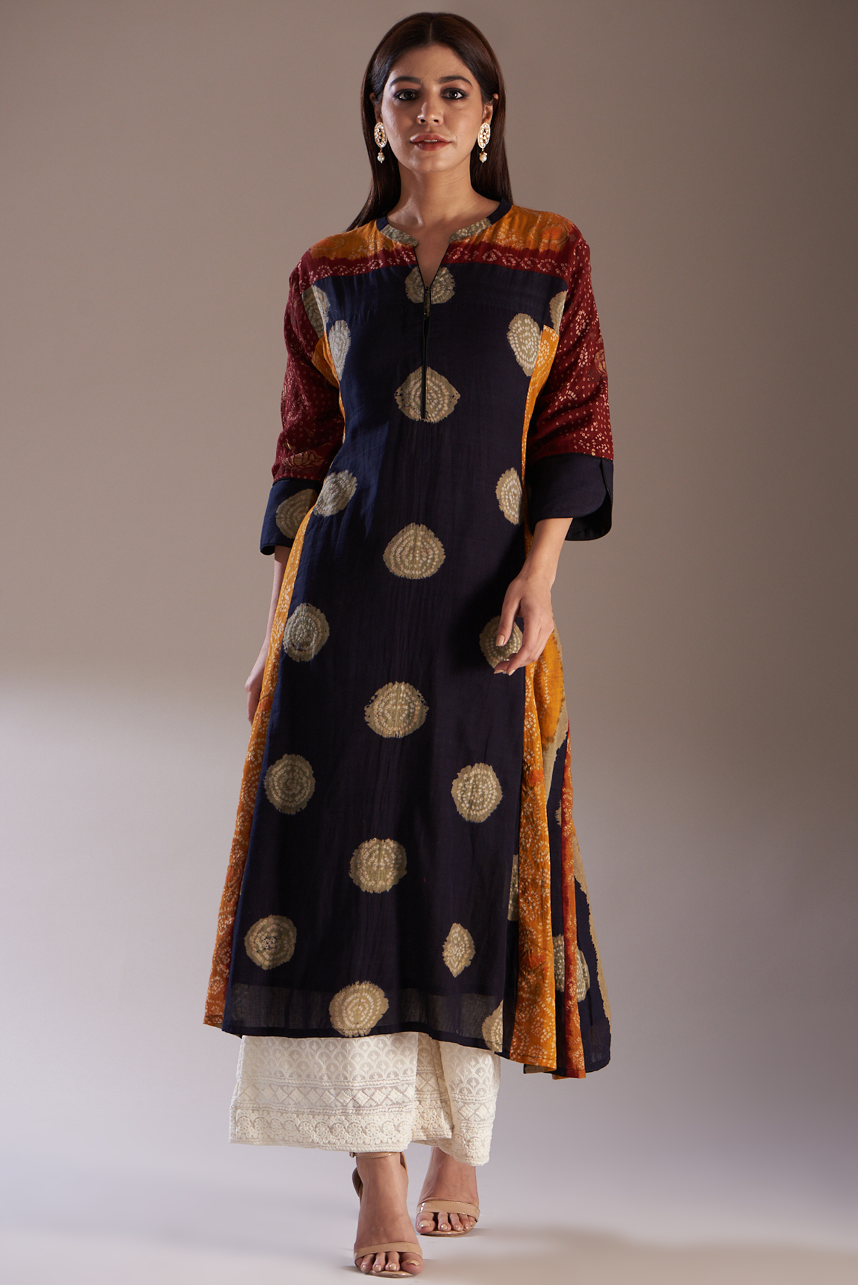 Black Cotton A-Line Kurta Set by Swati Jain at Pernia's Pop Up Shop