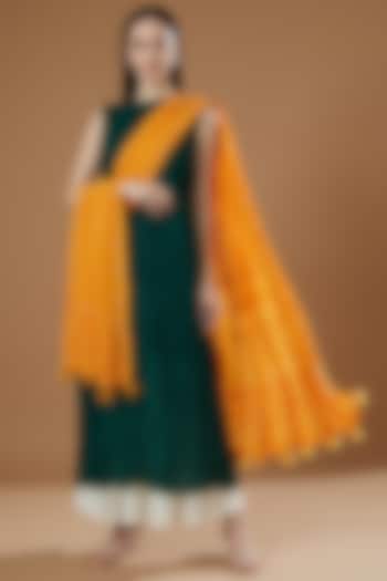 Yellow Georgette Dupatta by Swati Jain at Pernia's Pop Up Shop