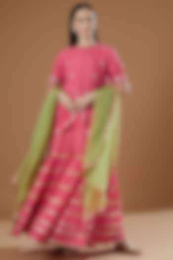 Pink Cotton Sharara Set by Swati Jain