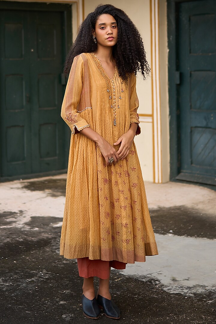 Orange Cotton Pants by Swatti Kapoor