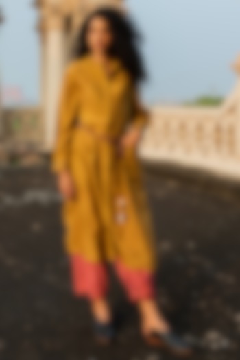 Citrus Green Striped Chanderi Kurta by Swatti Kapoor at Pernia's Pop Up Shop