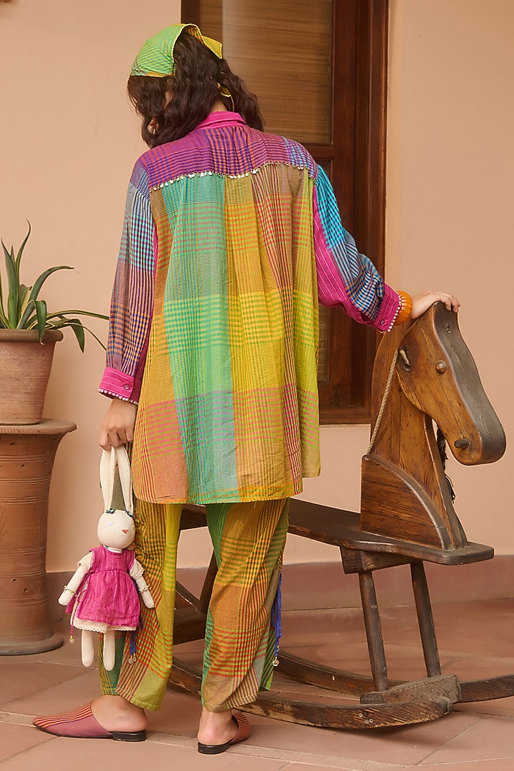 Multi-Colored Handwoven Silk Dyed Shirt by Swatti Kapoor at Pernia's Pop Up Shop