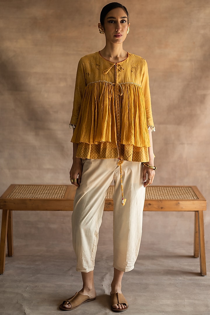Ivory Pants In Cotton by Swatti Kapoor