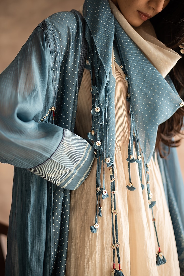 Indigo Blue Hand Block Printed Scarf by Swatti Kapoor at Pernia's Pop Up Shop