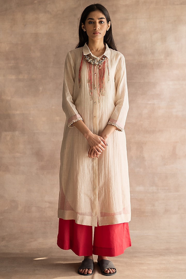 Imperial Red Wide-Legged Pants by Swatti Kapoor