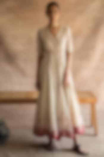 Ivory Block Printed Dress by Swatti Kapoor