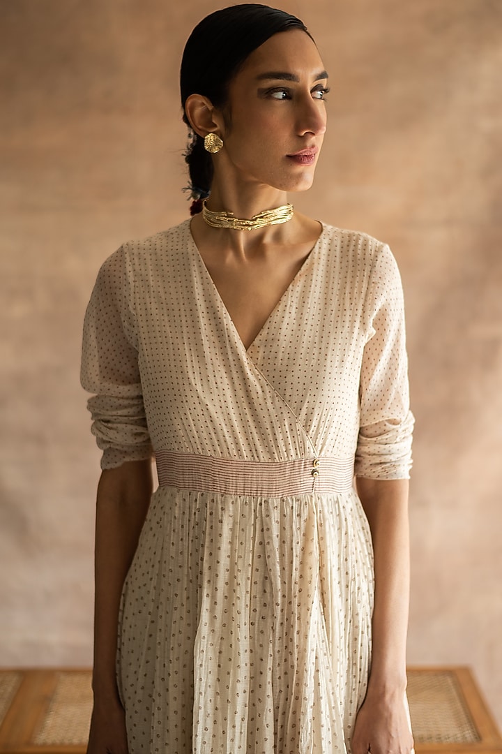 Ivory Block Printed Vacation Dress by Swatti Kapoor at Pernia's Pop Up Shop