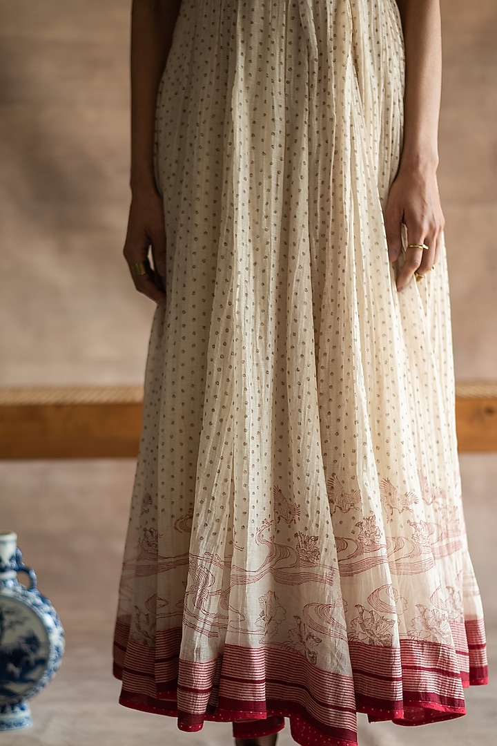Ivory Block Printed Vacation Dress by Swatti Kapoor at Pernia's Pop Up Shop