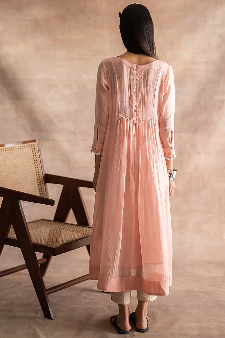 Quartz Pink Hand Block Printed Summer Dress by Swatti Kapoor at Pernia's Pop Up Shop