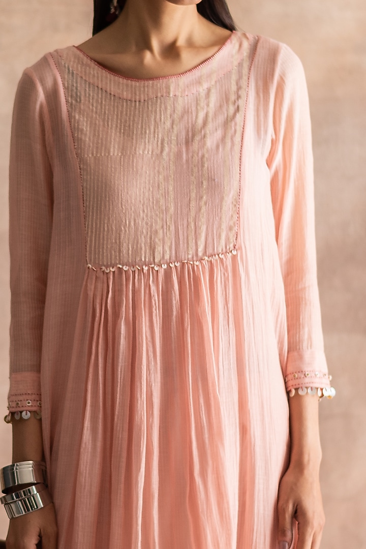 Quartz Pink Hand Block Printed Summer Dress by Swatti Kapoor at Pernia's Pop Up Shop
