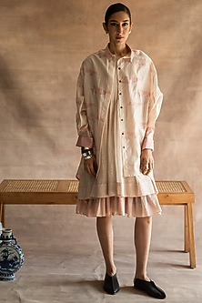 Ivory Hand Block Printed Shirt by Swatti Kapoor-SWATTI KAPOOR