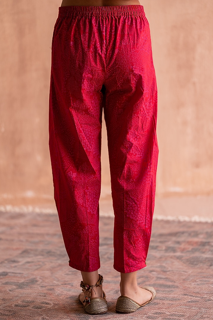 Red Cotton Cambric Printed Pants by Swatti Kapoor at Pernia's Pop Up Shop