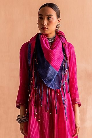 Pink Silk & Cotton Scarf by Swatti Kapoor