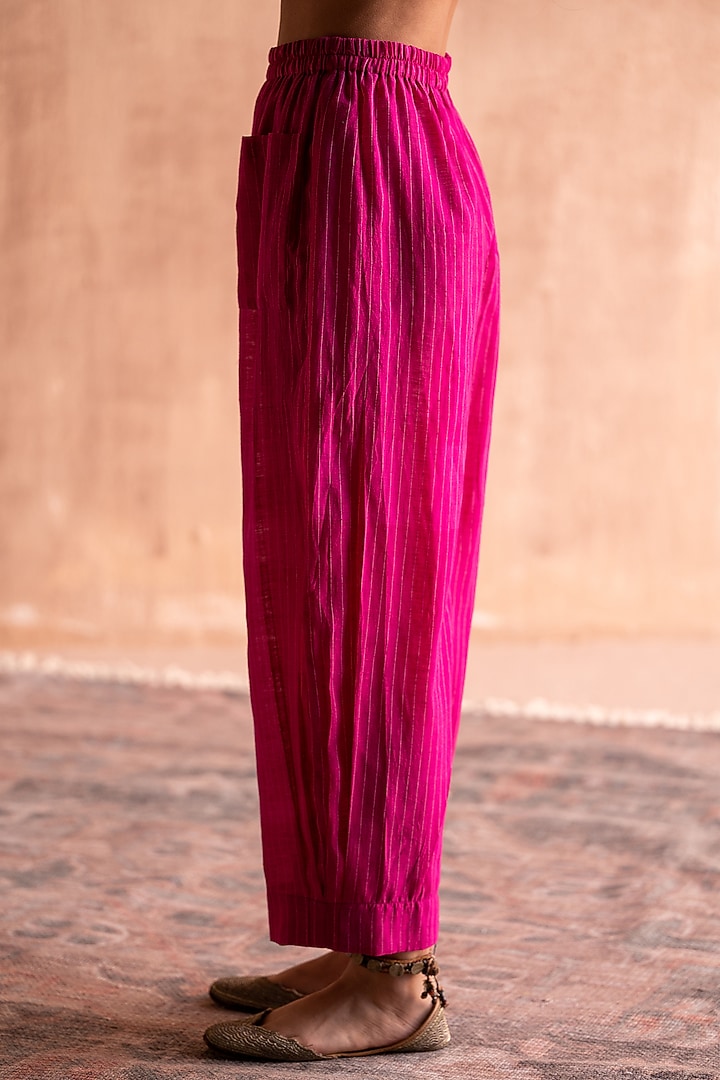 Pink Silk & Cotton Pleated Pants by Swatti Kapoor at Pernia's Pop Up Shop