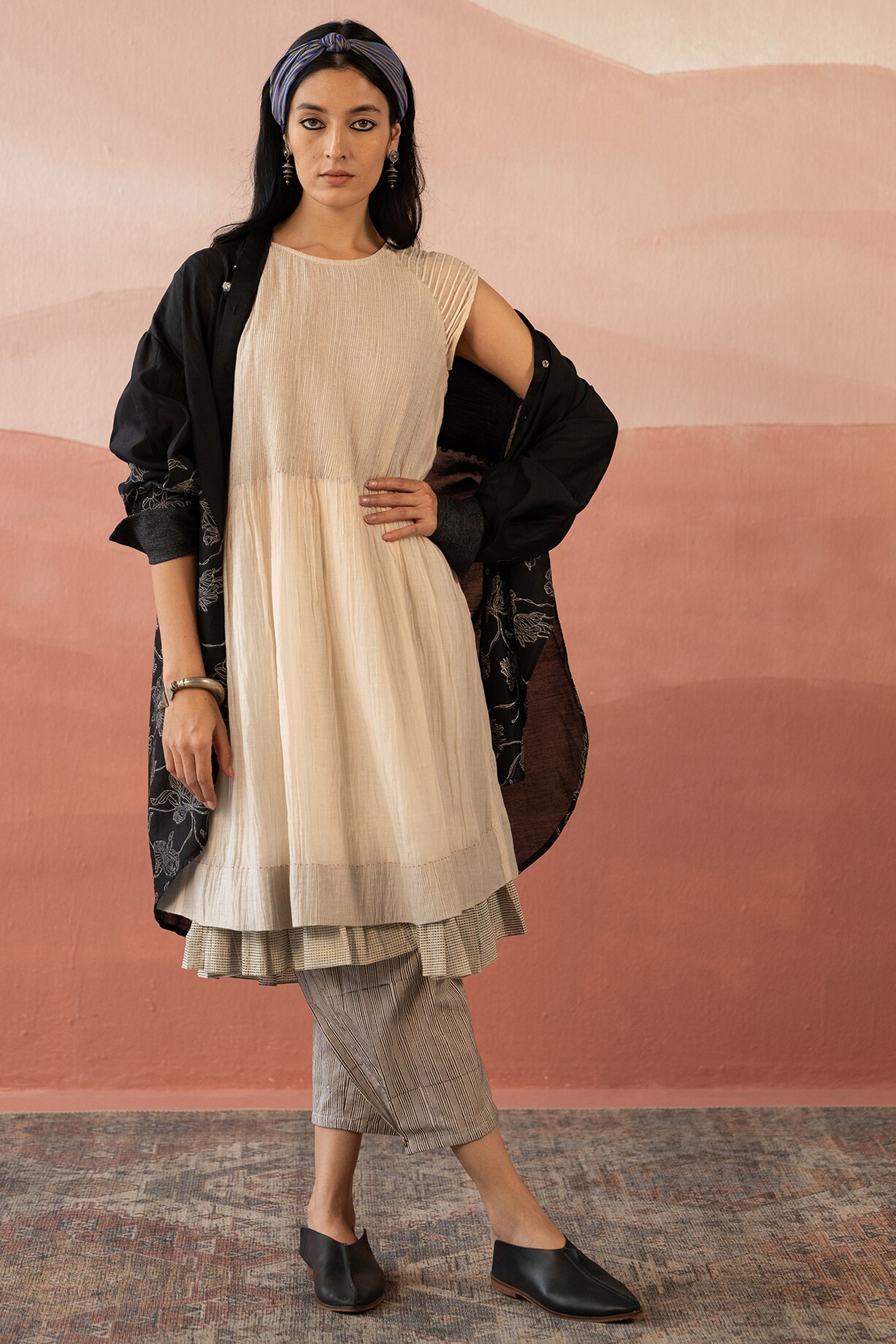chinese dress ladies Tiered Antique Ruby Linen Tunic Dress – grizas.com