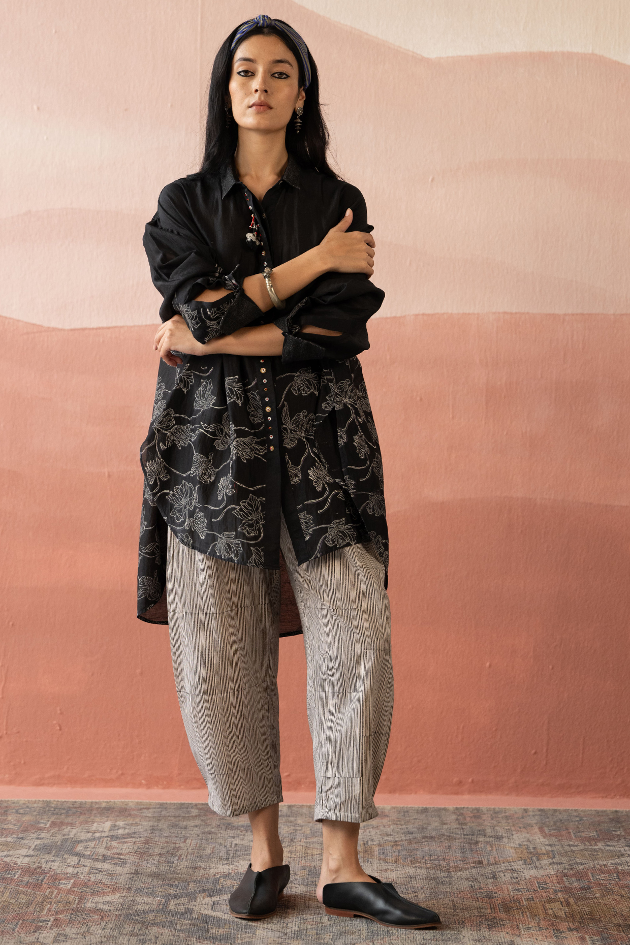 White Chanderi Handblock Printed Co-Ord Set by Swatti Kapoor at Pernia's Pop Up Shop