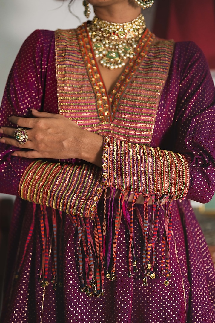 Multi-Colored Handwoven Silk & Cotton Hand Embroidered Kurta Set by Swatti Kapoor at Pernia's Pop Up Shop