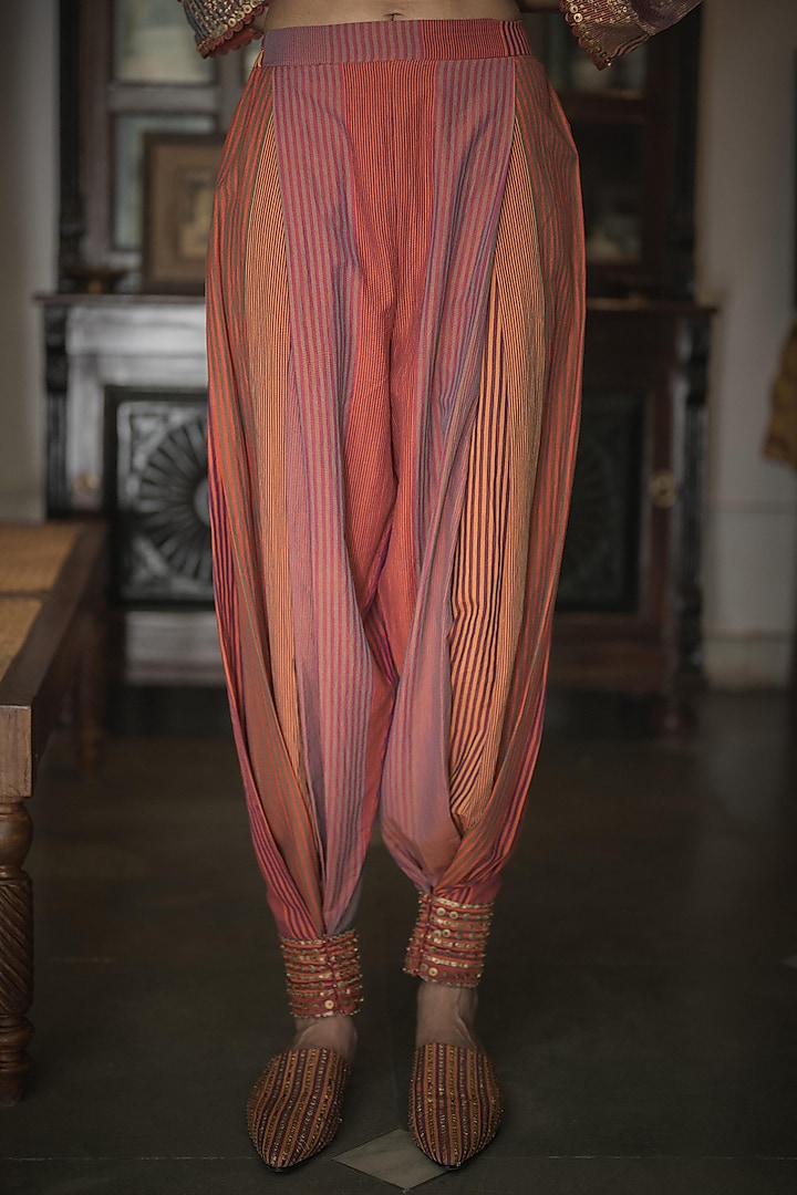 Multi-Colored Handwoven Silk & Cotton Hand Embroidered Kurta Set by Swatti Kapoor at Pernia's Pop Up Shop