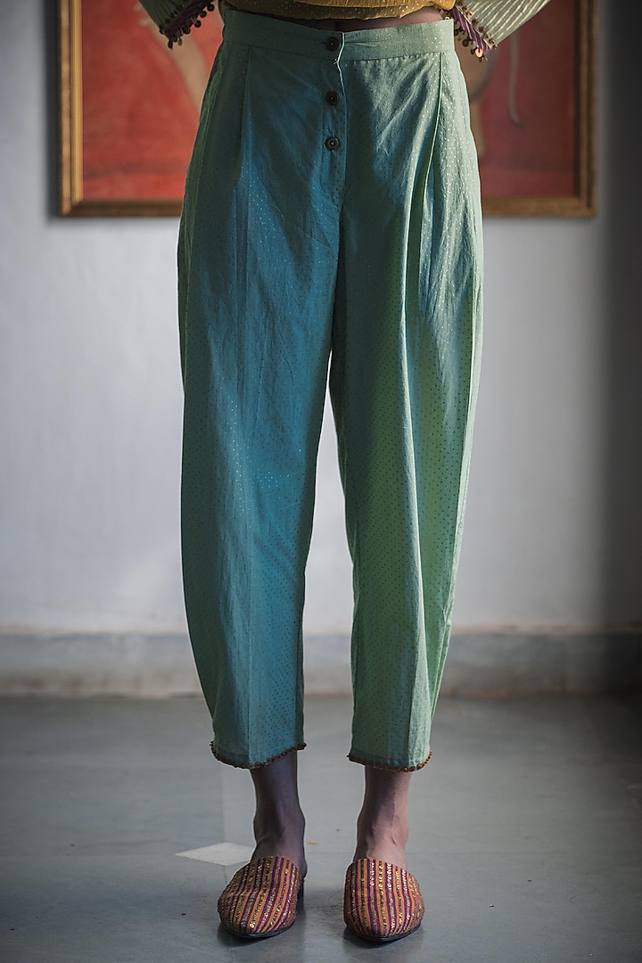 Multi-Colored Handwoven Chanderi Color Blocked Kurta Set by Swatti Kapoor at Pernia's Pop Up Shop