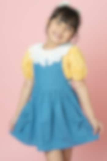 Blue Polyester Dress For Girls by SWEETLIME BY AS