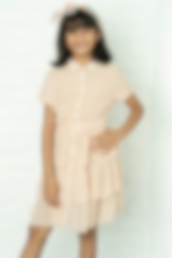Peach Rayon Dress For Girls by SWEETLIME BY AS