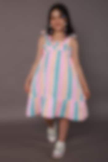 Multi-Colored Double Cotton Stripes Printed Dress by SWEETLIME BY AS at Pernia's Pop Up Shop