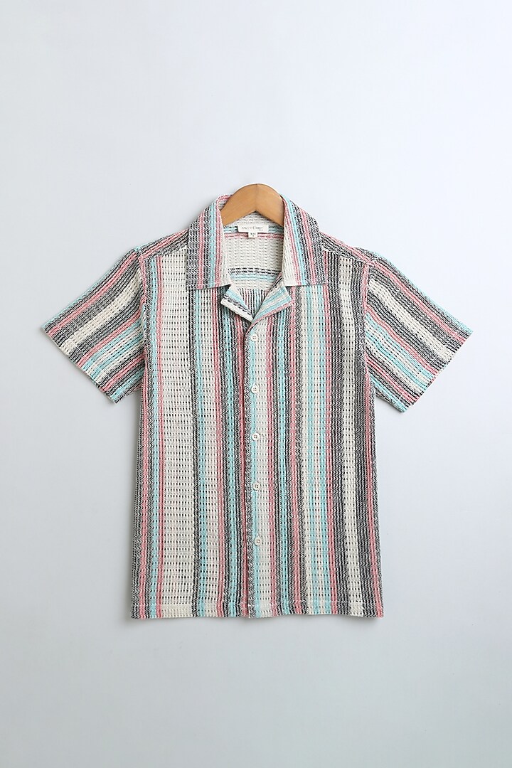 Multi-Colored Polyester Stripes Printed Shirt For Boys by SWEETLIME BY AS at Pernia's Pop Up Shop